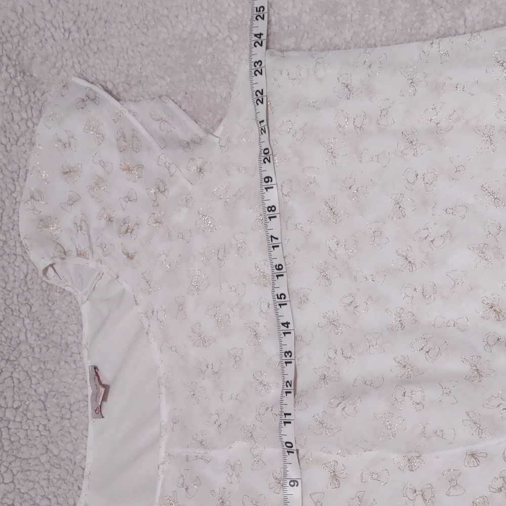 CB Ruffles Tops Plus Size 3X Gold Ribbon Print 100% Polyester - Picture 10 of 14
